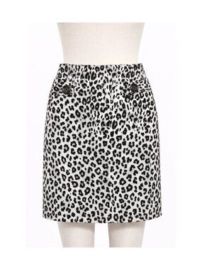 Gray Leopard Print Siren Women's Skirt - Cute Retro Alt Goth Animal Apparel NWT